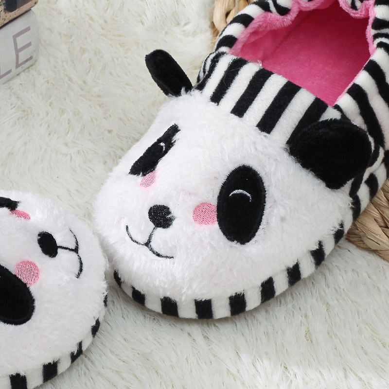 Cute Panda Plush Slippers for Baby Girls Soft Winter House Shoes
