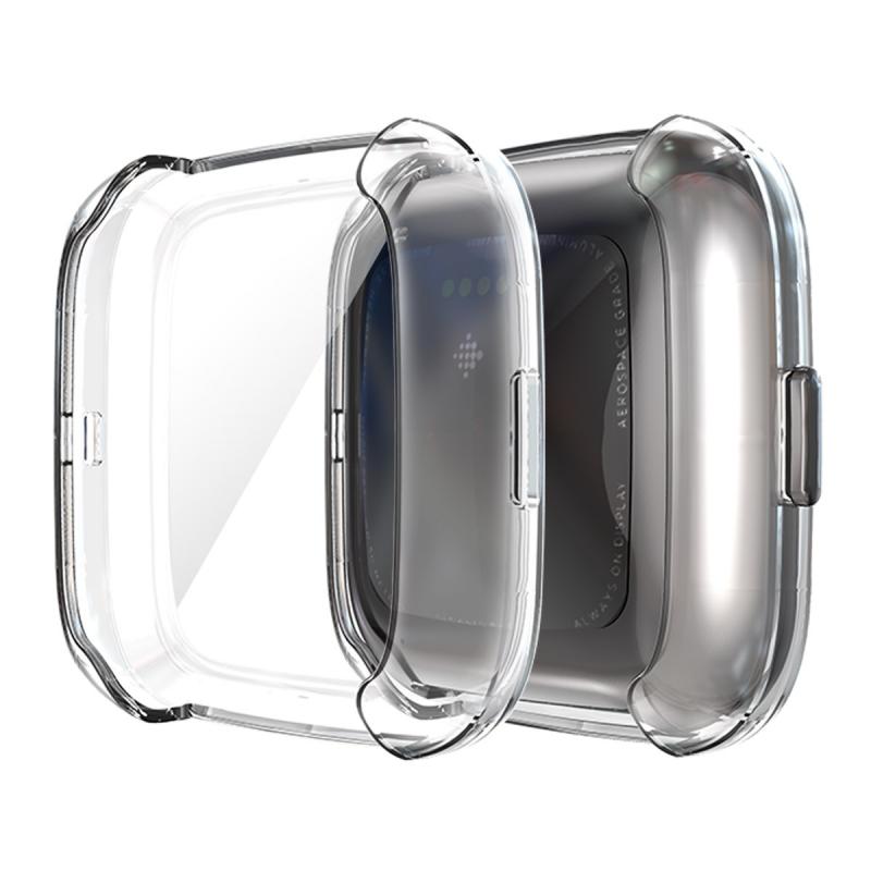 For Fitbit Versa Lite Electroplated Soft TPU Slim Watch Case -Clear