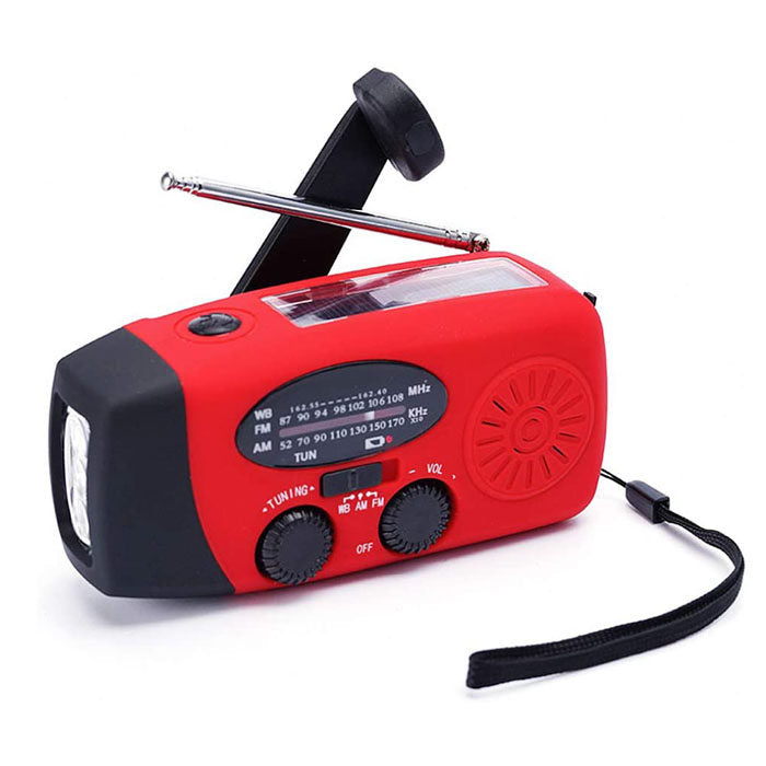 Weather Radio Hand Crank Self Powered Solar Emergency Radios With LED Flashlight-Red