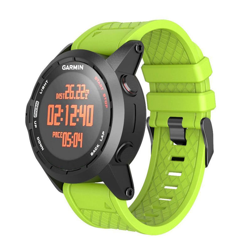 Soft Silicone Watch Strap For Garmin Fenix 2 Easy Fit 26mm Width Smart Watch Accessories Black Buckle-Green