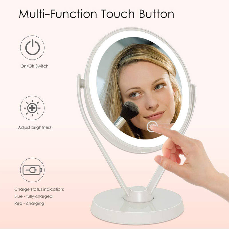 Home & LivingDouble Sided 1x/7x Magnification LED Makeup Mirror-White