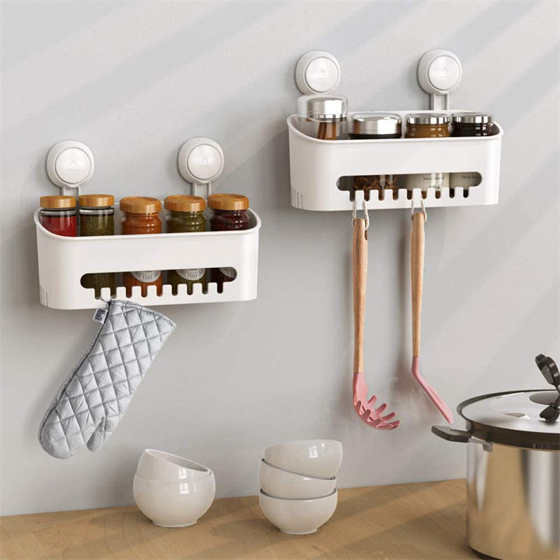 Vacuum Shower Caddy Suction Cup Shelf Shower Basket Storage for Shampoo -White