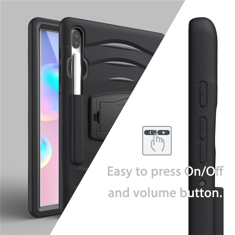 Shock Wave Kickstand Case Anti-Fall Protection With Pencil Holder For Samsung Tab S6 10.5inch T860/T865/T867(2019)-Black