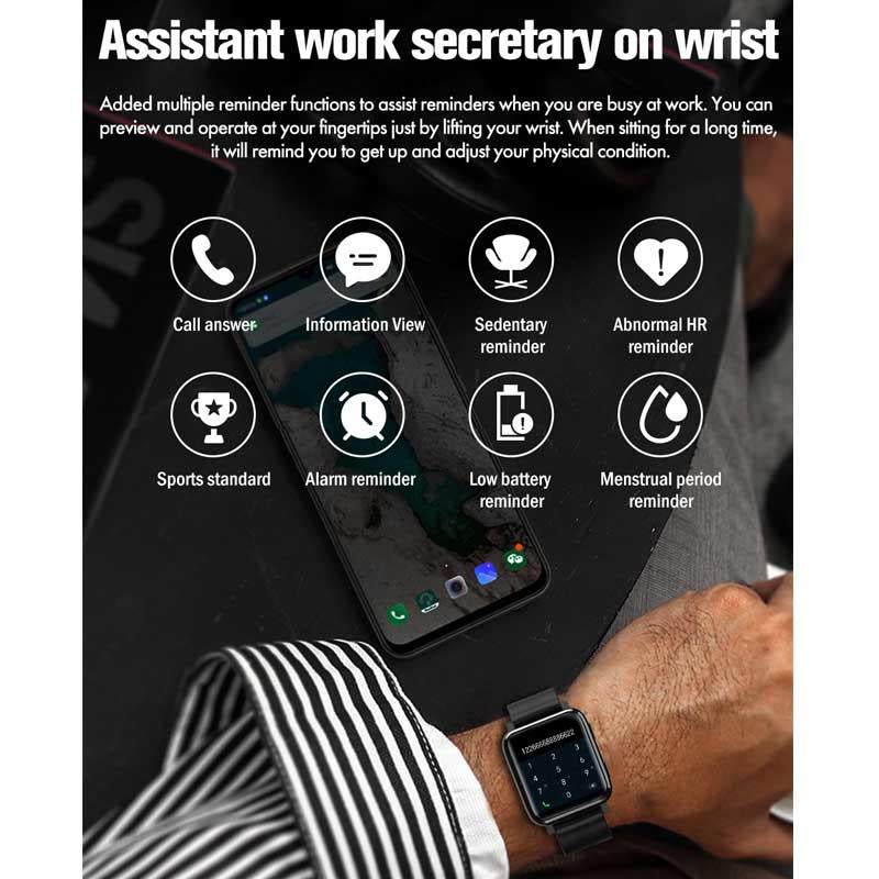 F30 Touch Screen Smart Watch with Music Heart Rate Monitor Call Text-Green