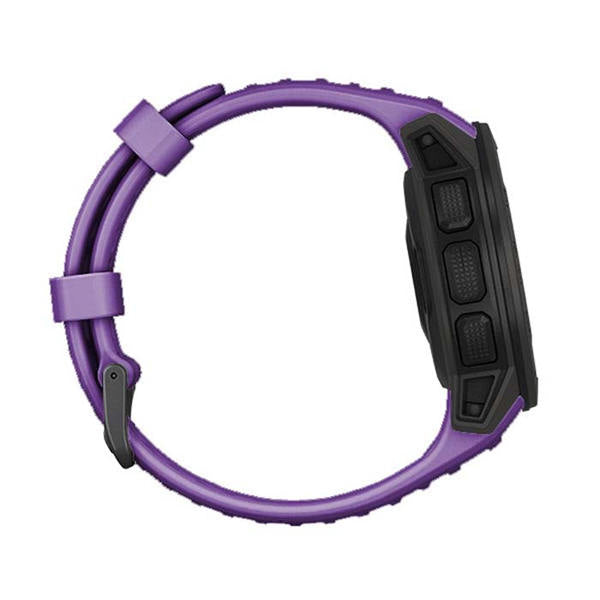For Garmin Instinct Watchband Soft Silicone Adjustable Replacement Strap 22MM Black Steel Buckle-Purple