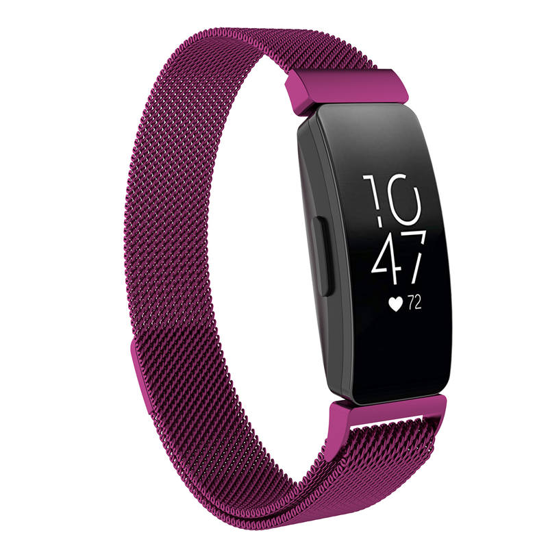 Stainless Steel Metal Replacement Strap Magnet Buckle For Fitbit Inspire HR-Purple