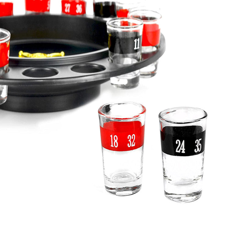 Fairly Odd Novelties Glass Roulette Drinking Game 16 Wine Glasses Red Black