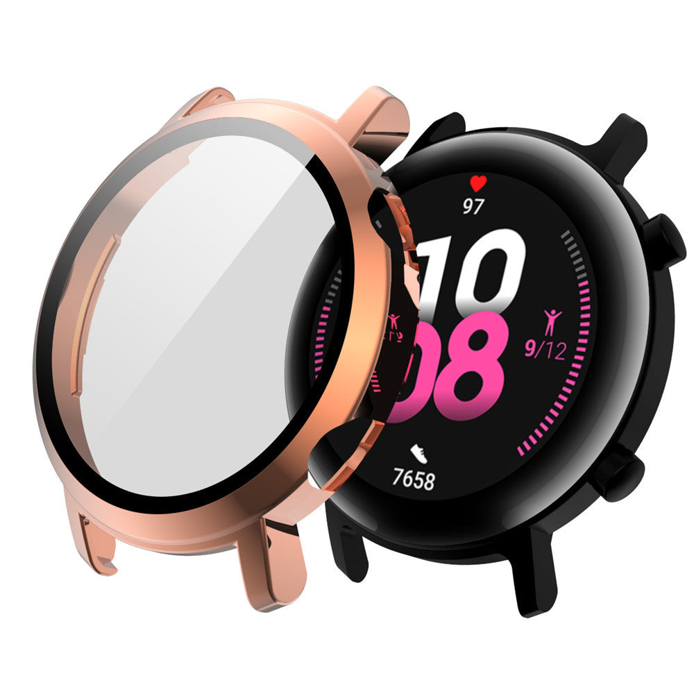 PC + Glass Full Cover WatchCase For Huawei Watch GT 2 42MM 46MM-Rose Gold