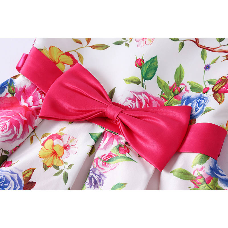 Girls Sleeveless Dresses Flower Girl Wedding Dress Elegant Floral Dress-Rose Red