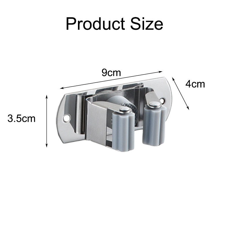 4Pcs Mop Broom Holder Wall Mount 304 Stainless Steel for Laundry Room-Gray