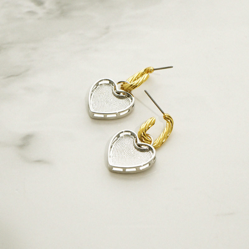 Pair of C-shaped Heart Drop Dangle Earrings for Women