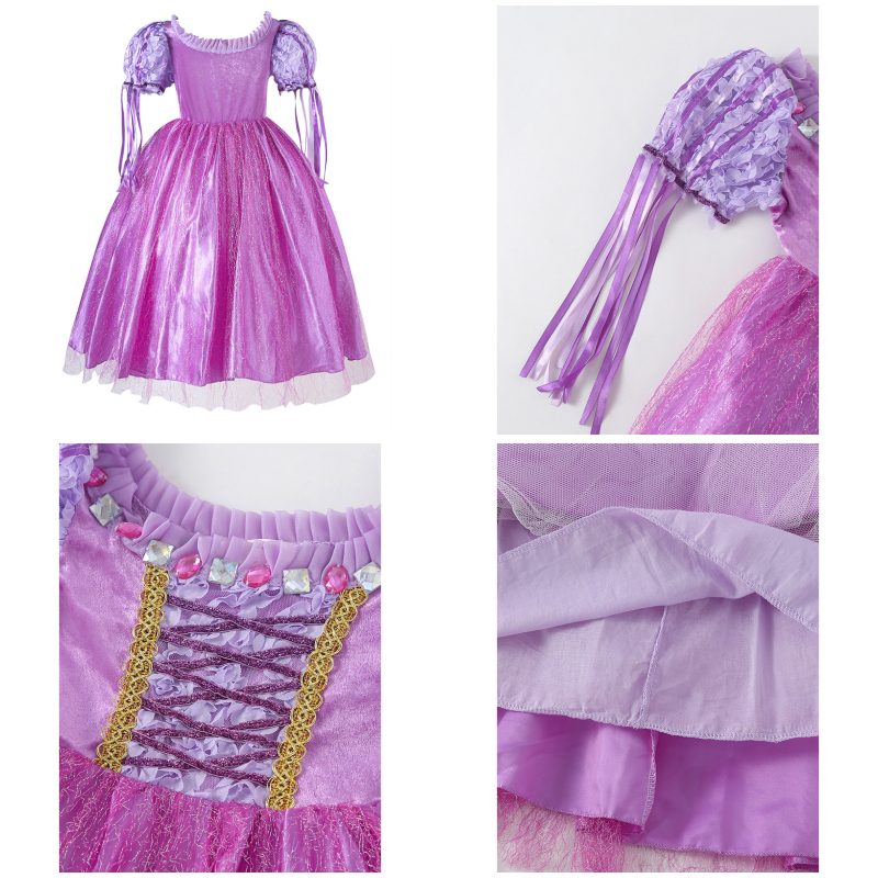 Girls Princess Dress Puff Sleeve Tulle Christmas Carnival Cosplay