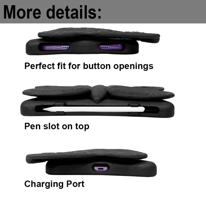 iPad Case For iPad Mini 6 Cartoon 3D Butterfly EVA Proof Shockproof Case with Bracket-Black