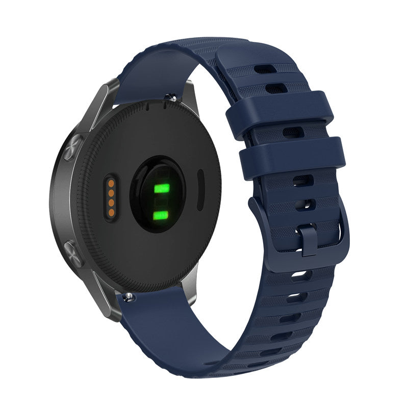 Silicone Watch Band Wave Pockmark for Samsung Cear S2 Huawei Watch GT-NavyBlue