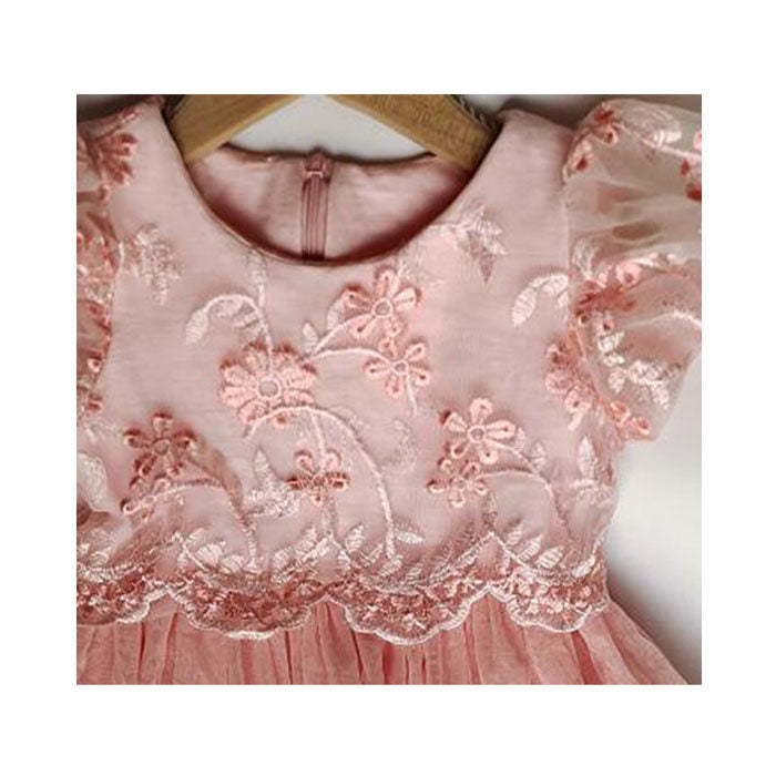 Flower Girls Wedding Dress Lace Sleeveless Tulle Summer Vintage Dresses-Orange Pink