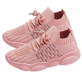 Girls and Boys Sneakers Cotton Mesh Breathable Shoes Outdoor-Pink