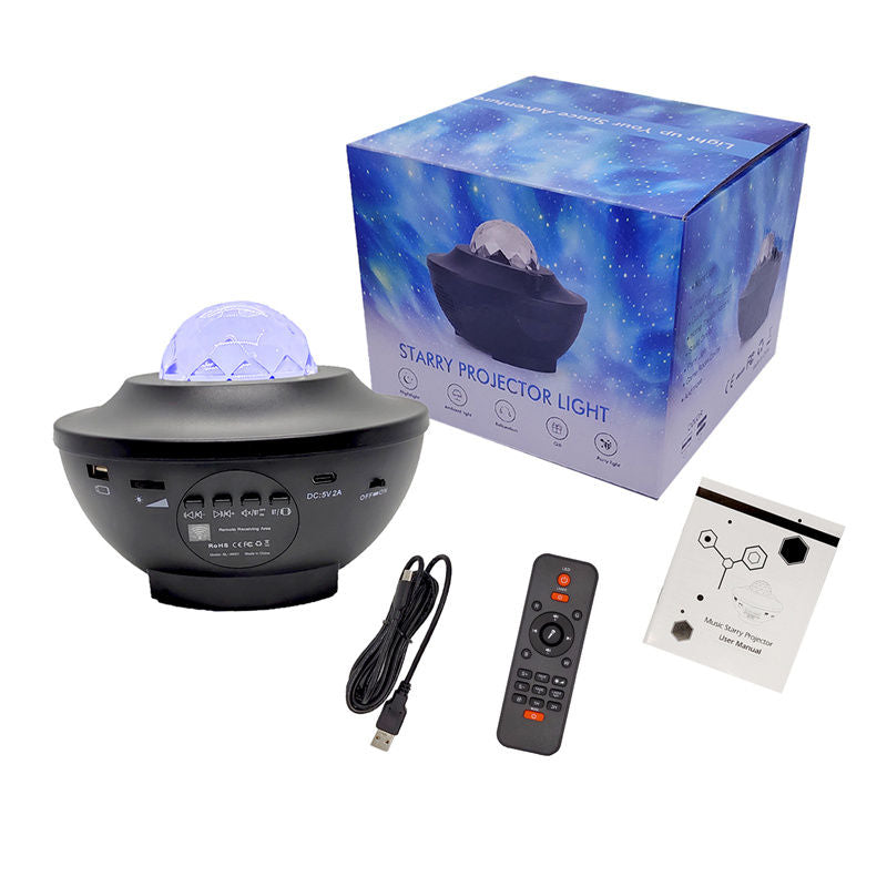 3 in 1 Galaxy Projector with LED Nebula Cloud/Moving Ocean Wave Night Light for Kid Baby, Built-in Music Speaker Voice Control