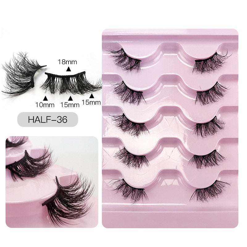 Half Lashes Natural Looking Cat Eye Fluffy 3D Curly False Eyelashes-36