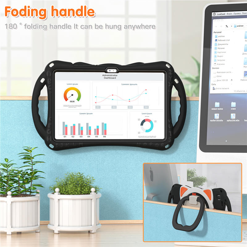 CatB Samsung Tablt Case for Tab A7 10.4 T500/T505/T507/T505N Shockproof Shoulder Strap Handle Stand-Black Orange