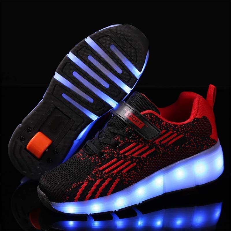 Kids LED Rechargeable Roller Skate Shoes with Single Wheel