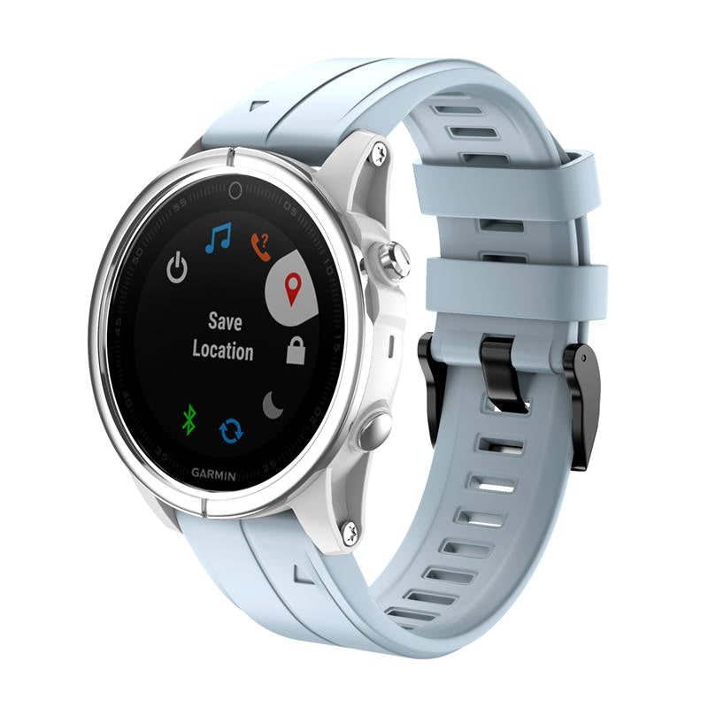 Silicone Replacement Band 20mm Quick Release Easy Fit For Garmin Fenix 5S/5S Plus/6S/6S Pro Smartwatch Black Steel Buckle-Foam Blue