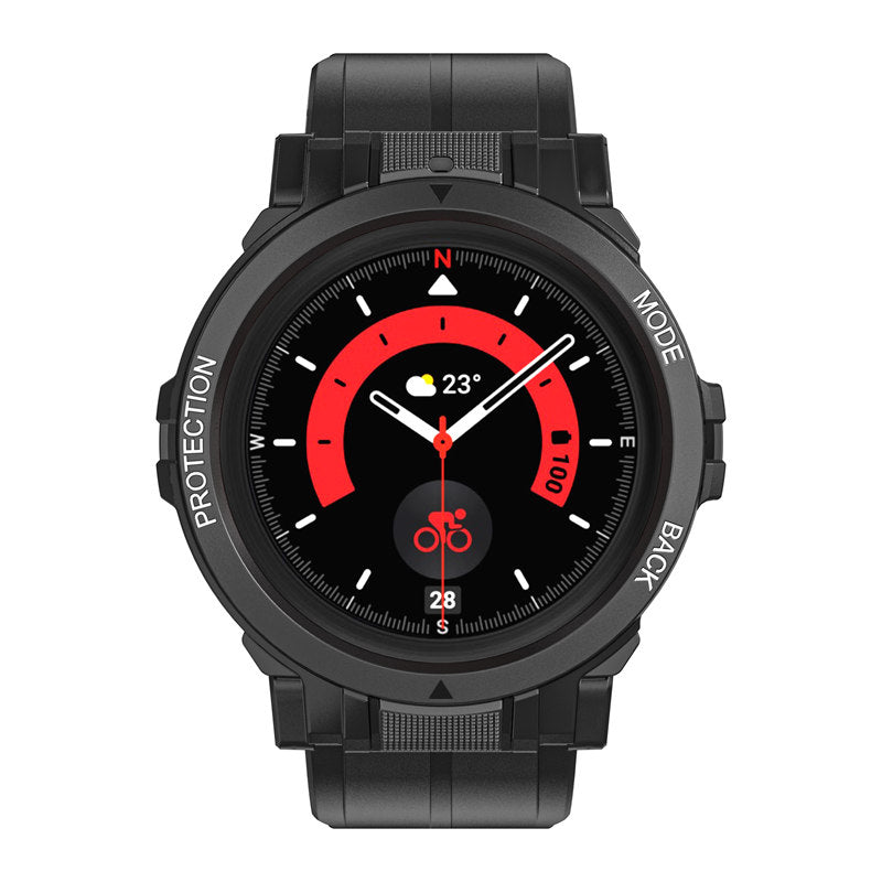 TPU Rugged Watchbands with Protective Case for Samsung Galaxy Watch 5 Pro 45mm Watch 4-Black