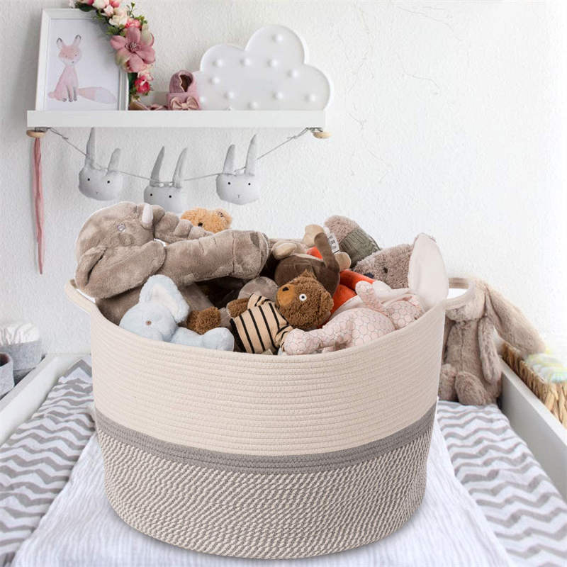 Extra Large Cotton Rope Woven Basket Clothes Storage Basket with Handles