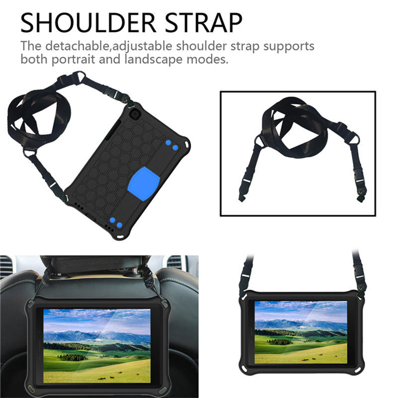 Hive SamSung Tab A 8.0 T380/T385/T387/T377/T330 Tablet Case Durable Stand Cover With Shoulder Strap-BlackBlue