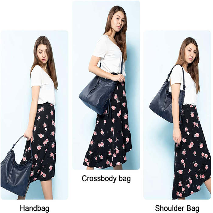 Handbags for Women Large Designer Ladies Hobo bag Bucket Purse Faux Leather-Darkblue