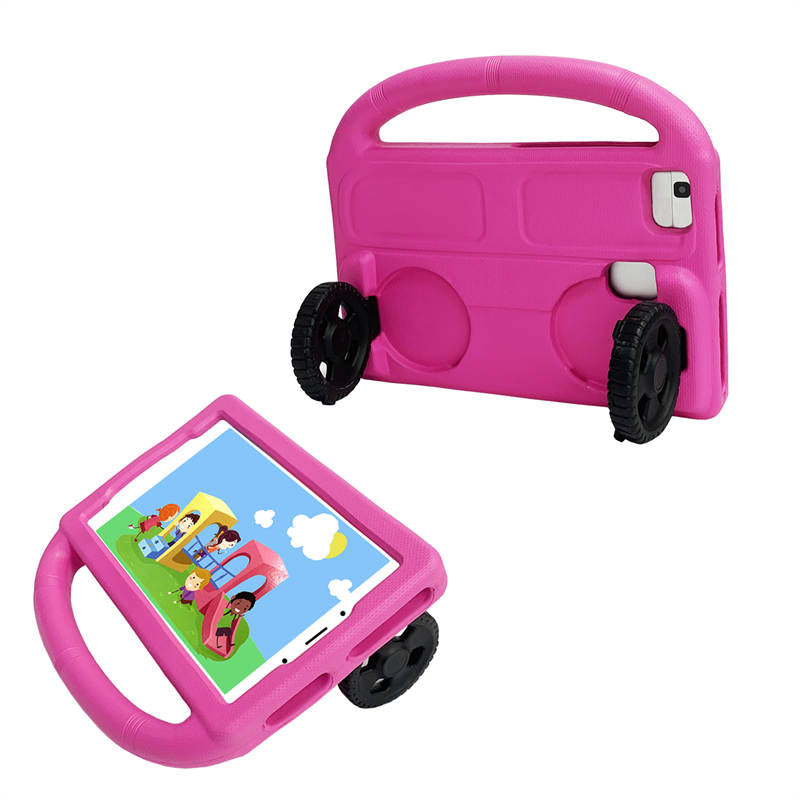 Wheel Samsung Tablet Tablet Case For 8.0inch Tab A 3 4 E/8.7inch Tab A7lite Shockproof Stand Cover With Handle Stand-Rose