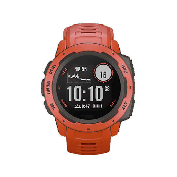 For Garmin Instinct Watchband Soft Silicone Adjustable Replacement Strap 22MM Black Steel Buckle-Flame Red