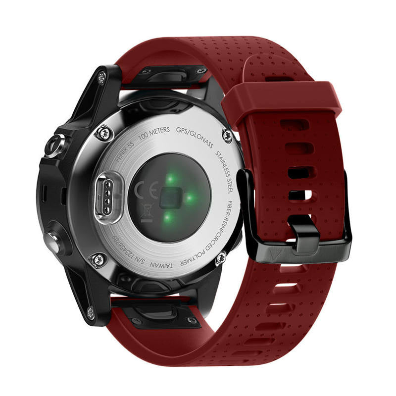 Watch Band For Garmin Fenix Fenix 5S/ 5S Plus/6S/ 6S Pro Soft Silicone 20mm Replacement Strap Black Steel Buckle-Red