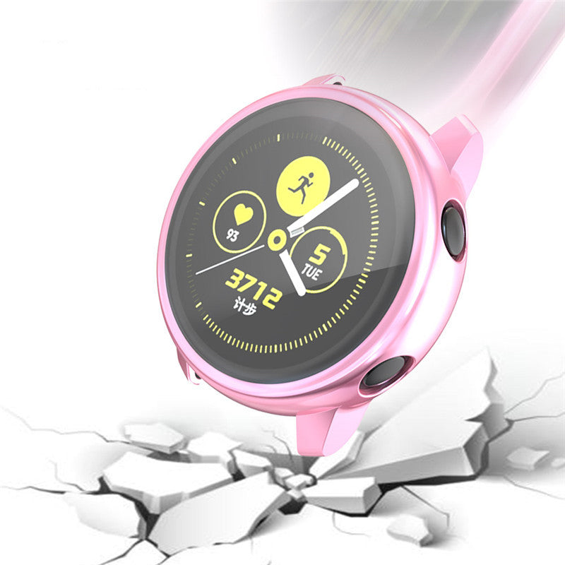 TPU Soft Slim Plating Full-Around Protective Watch Case Cover For Samsung Active-Pink