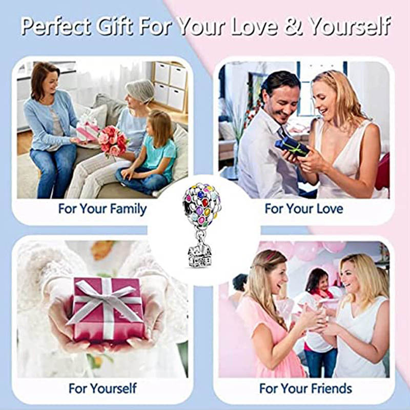 Pack of 25 Hot Air Balloon Lucky Heart Pendant Bead
