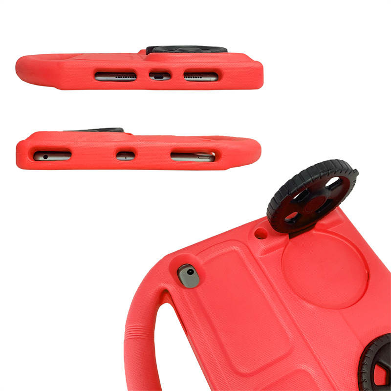 Wheel iPad Case For iPad 7/8/9 Air 3 Pro 10.5 inch Shockproof Stand Cover With Handle Stand-Red