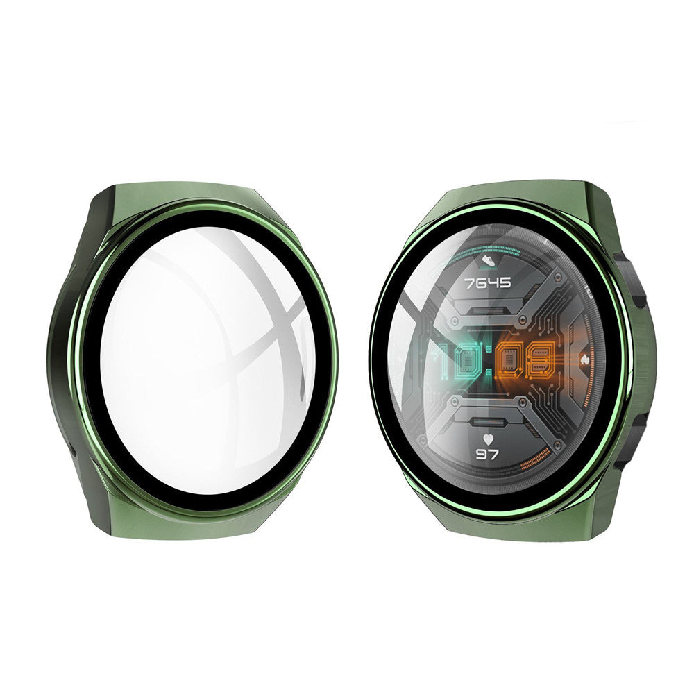 PC + Glass Full Cover WatchCase For Huawei Watch GT2E-Dark green