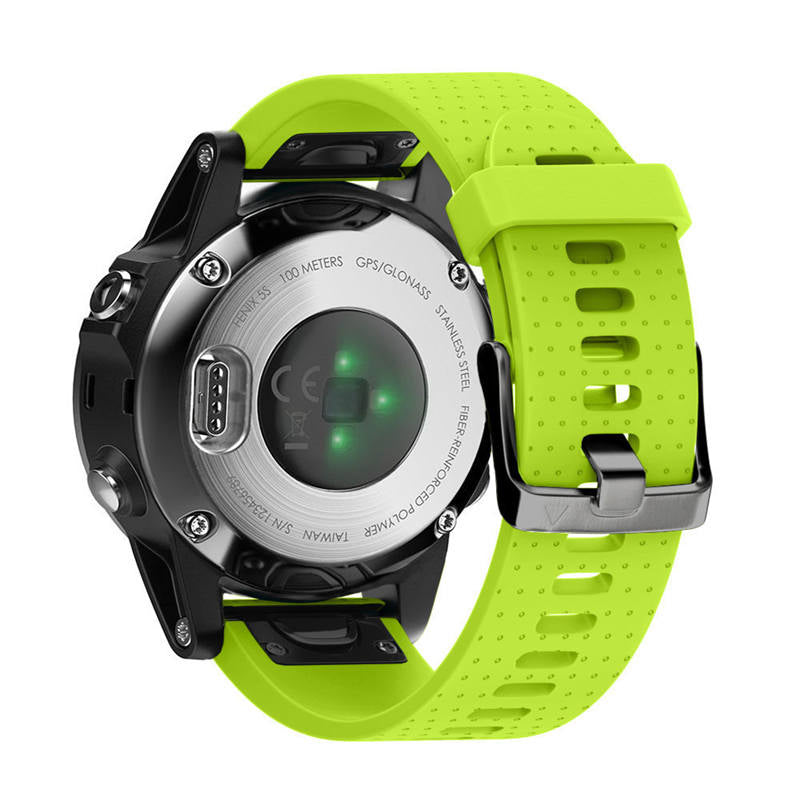 Watch Band For Garmin Fenix Fenix 5S/ 5S Plus/6S/ 6S Pro Soft Silicone 20mm Replacement Strap Black Steel Buckle-Lime