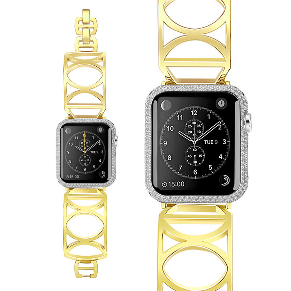 Fashion Hollow Metal Watch Band For Apple Watch SE/6/5/4/3/2/1(Gold)