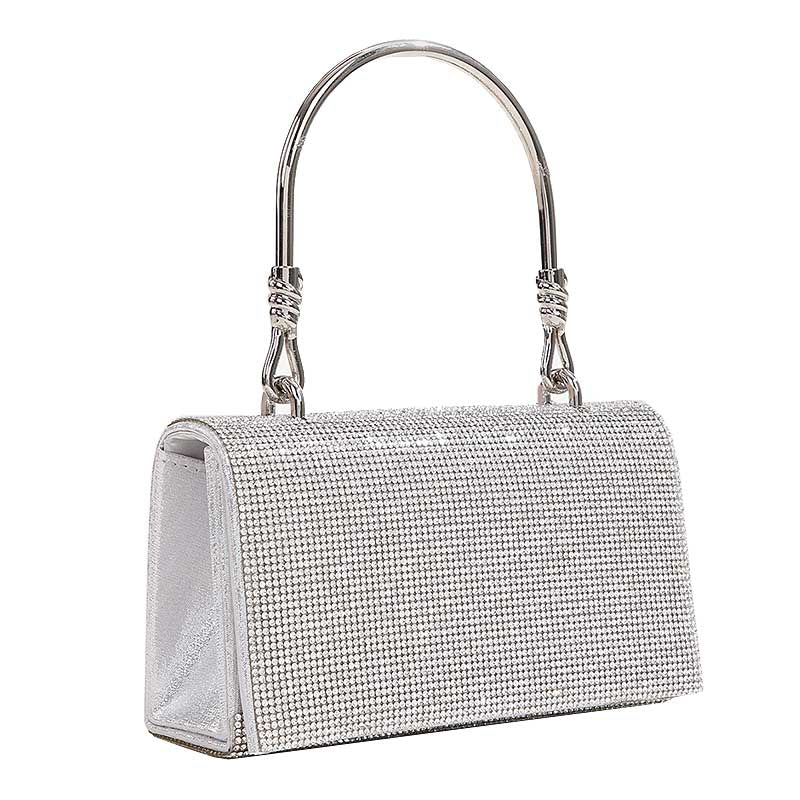 Womens Handbag Glitter Rhinestones Bag Evening Clutch for Party Wedding-Silver