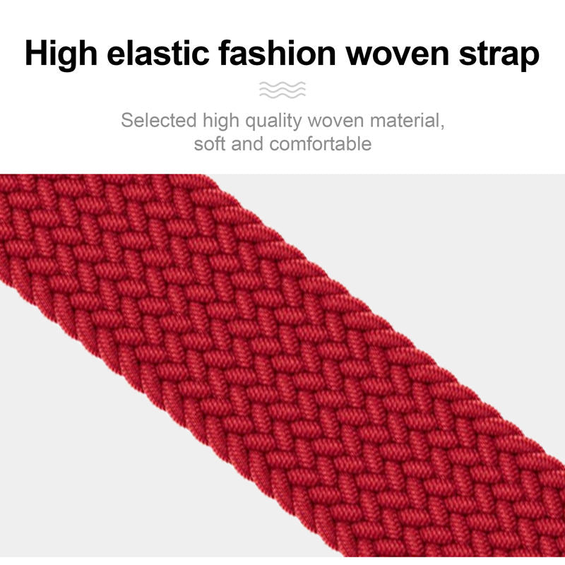 Sport Braided Solo Loop Strap Elastic Nylon Band for iWatch SE/6/5/4/3/2/1-NavyBlue