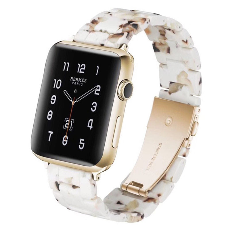Fashion Resin iWatch Band with Stainless Steel Buckle for iWatch Series SE/6/5/4/3/2/1-NougatWhite