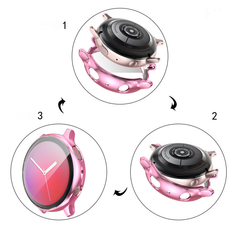 Full Coverage TPU Screen Protective Cover For Samsung Galaxy Watch Active 2 40 44mm-Pink