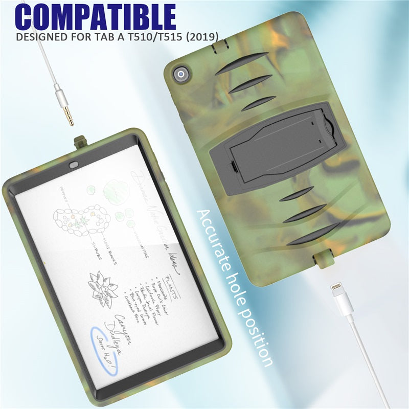 Shock Wave Kickstand Case Anti-Fall Protection For Samsung Tab A 10.1 T510/T515(2019)-Camouflage