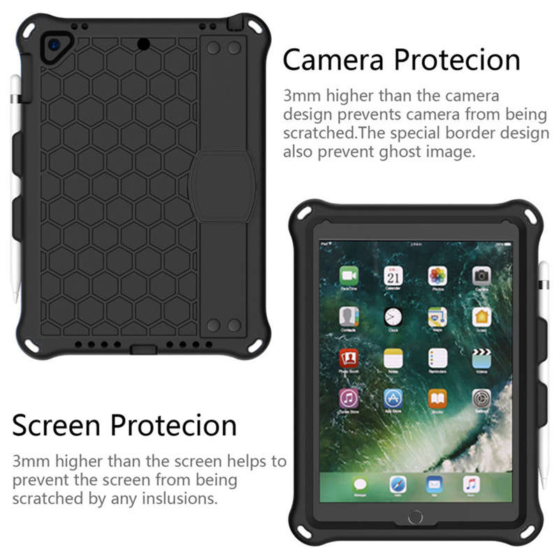 Hive iPad Case For iPad 5/6/Pro 9.7/iPad9.7 Durable Stand Cover With Shoulder Strap-Black