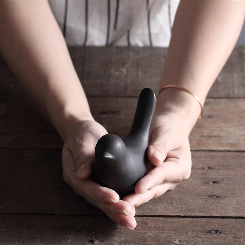 Ceramic Animal Figurines Home Decoration Furniture Desktop Display-Black Bird