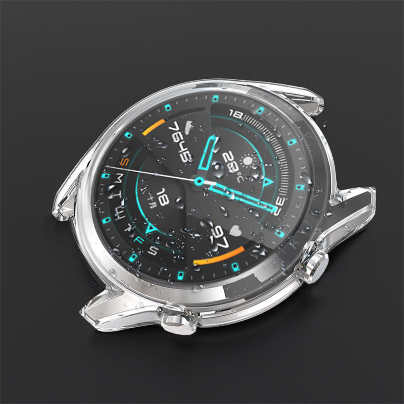 TPU Screen Protector Case For Huawei Watch GT2 42mm&46mm with HD Tempered Glass-Clean