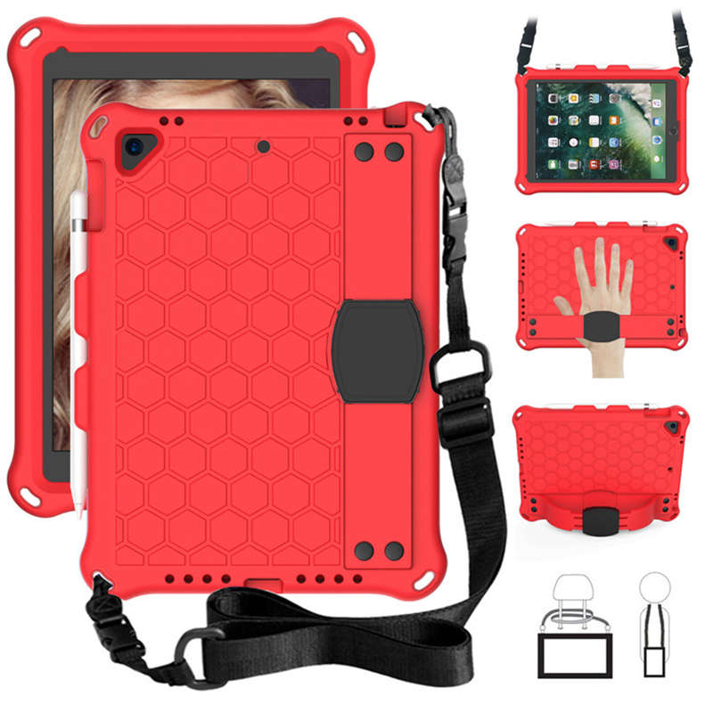 Hive iPad Case For iPad 5/6/Pro 9.7/iPad9.7 Durable Stand Cover With Shoulder Strap-RedBlack