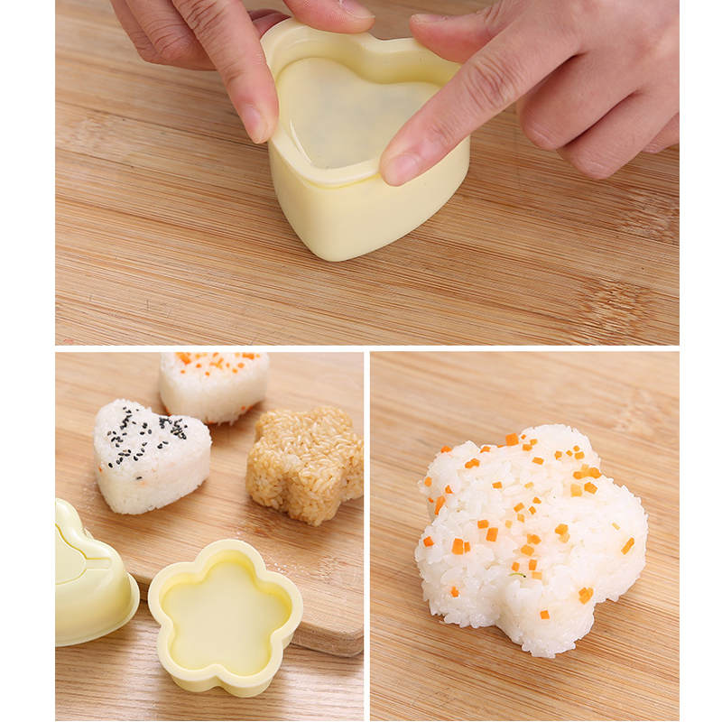 2 Pcs Rice Ball Mold Heart-Shaped Sushi Mold for Bento or Japanese Boxed Meal