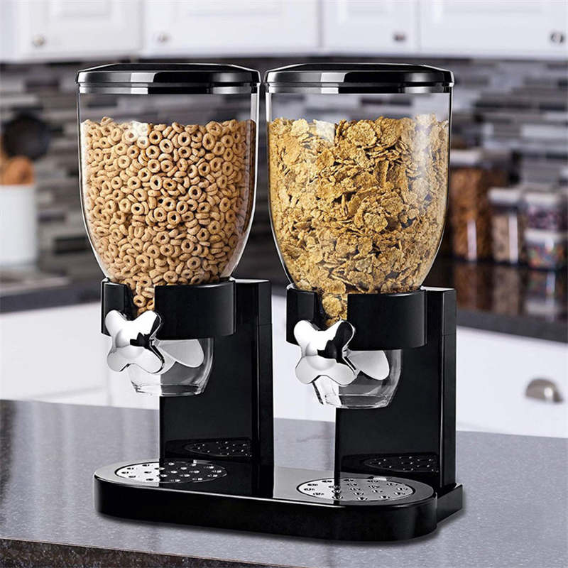 Dry Food Cereal Control Convenient Storage Dual Control Black