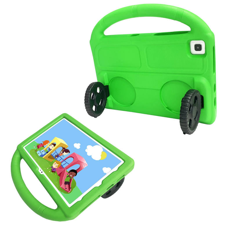 Wheel Samsung Tablet Case For Tab S P6 Lite/A7 (2020)/S5E (2019) Shockproof Stand Cover With Handle Stand-Green